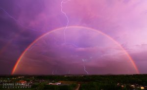 Double Rainbow and Lightning over Cleveland